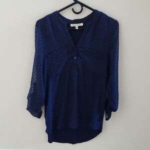 Black Rainn Deep Blue Sheer Blouse